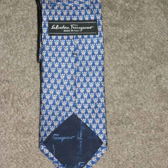 Salvatore Ferragamo Blue Penguin Pattern Silk Tie - Picture 4 of 6